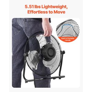 Ventilador Industrial de Alta Velocidad de 14 Pulgadas con Inclinación Ajustable de 360 Grados, 3 Velocidades, Alto Rendimiento, 2560 CFM, Flujo de Aire de 19.69 Pies por Segundo, Ventilador de Piso - Product Image 6