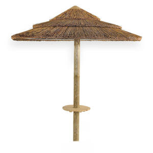 Sombrilla de Hojas de Palma Tropicales con Poste de Bambú Rústico - Parasol de 3 Niveles Tipo Tiki Hut para Jardín y Piscina - Product Image 3