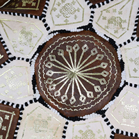 Pouf ottoman rond marocain fait main en cuir véritable blanc/marron, repose-pieds, chaise, lit pour hôtel, appartement, chambre à coucher