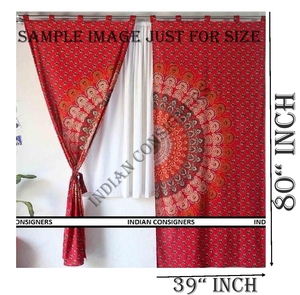 Ombre Mandala Ethnic Bohemian Style Cotton Wall Hanging Multiple Color Valance Drape <b>Window</b> Door Curtain By Indian Consigners - Product Image 6