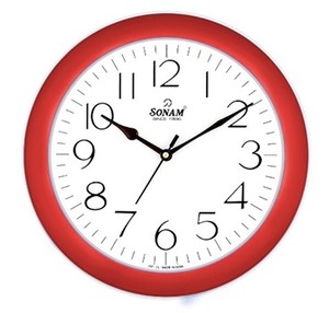 Sonam <b>Round</b> Plastic Wall Clock Analog Quartz Silent Orange Frame White Dial 797-CL Made In India - Product Image 2