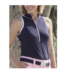 Haut d'équitation sans manches pour femme, bleu marine, fermeture éclair sur le devant, sans couture, respirant, en spandex et nylon, vêtements d'équitation - Product Image 2