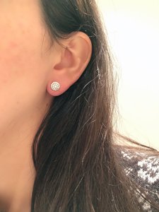 Factory Direct 14K Solid Gold Round Brilliant Cut Diamond <b>Stud</b> <b>Earrings</b>, Real Diamond Halo Cluster Piercing, 18K Gold <b>Fine</b> Jewel - Product Image 3