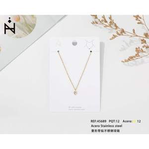 Collana in Acciaio Inossidabile Acero Diamond con Ciondolo in Strass 12mm, Elegante Gioiello da Donna - Product Image 1