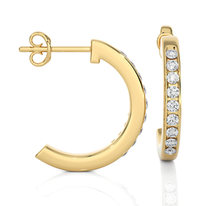 Sofisticados Pendientes Huggie con Diamantes Cultivados en Laboratorio en Oro Chapado de 14kt con Estilo de Regalo de Boda - Product Image 2