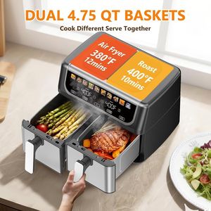 Friggitrice ad Aria con Doppio Cestello da 9,5 Litri, Controllo Temperatura Indipendente e Modalità Sincronizzazione, 10 Programmi Preimpostati (Cuocere/Grigliare/Scongelare) - Product Image 3