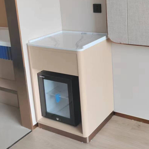 Mobile Minibar Moderno Minimalista in Legno per Hotel con Spazio Frigorifero e Vano Portabottiglie - Product Image 2