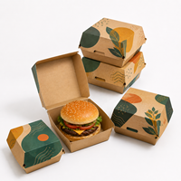 Caja de Papel para Hamburguesas con Impresión Personalizada, Caja de Embalaje para Comida para Llevar, para Comida Rápida