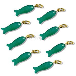 Colgante de Pez de Ónix Verde Natural, Precio al por Mayor, Chapado en Oro, Tallado a Mano, Colgante de Pez Koi con Gema, para Fabricación de Joyas - Product Image 4