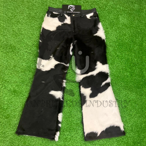 Pantalon évasé tendance 2026 pour homme en cuir véritable, coupe-vent, respirant, écologique, séchage rapide, haute qualité, élastique, style hip-hop - Product Image 5