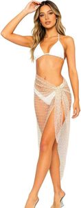 Falda de malla con perlas y pedrería, pareo de playa triangular con lazo para mujer - Product Image 2