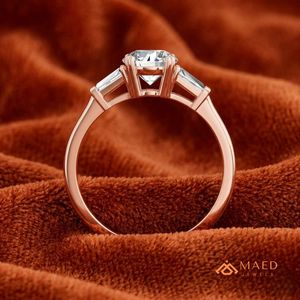 แหวนหมั้นมอสซาไนต์ทรงกลม ชุบทองคำสีกุหลาบ เงินแท้ 925 แหวนแต่งงานแบบโซลิแทร์ แหวนสัญญา ของขวัญ - Product Image 3