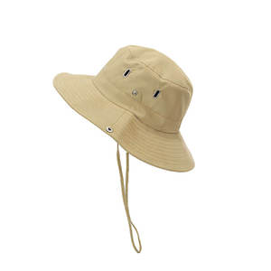 Unisex <b>mens</b> Beige Bucket <b>Hat</b> With Adjustable Chin Strap Breathable Mesh Fabric <b>For</b> Beach Spring <b>Summer</b> Outdoor Use New Style fit - Product Image 3