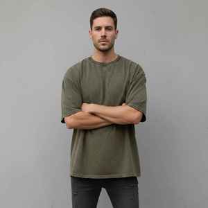 New Arrived 2026 100% Cotton Men's T-Shirt Custom Screen Printed Logo Solid Color Loose Fit Breathable Eco-Friendly <b>Hip</b> Hop - Product Image 2