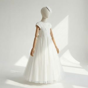 ชุดเดรสทรงเอไลน์สไตล์มินิมอลสมัยใหม่สำหรับเด็กผู้หญิง ประดับมุก สำหรับพิธีศีลมหาสนิท - Product Image 3