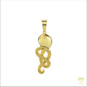 Colgante de serpiente hecho a mano con diseño de animal con incrustaciones de diamantes y piedras de moissanita VVS - Product Image 3