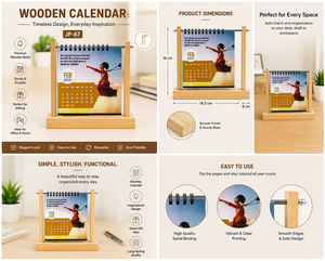Premium Personalized Wooden <b>Desk</b> <b>Calendar</b> Table <b>Top</b> Organizer with Printing for Valentine's Day & Back to School - Product Image 3