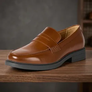 รองเท้าโลฟเฟอร์หนังแท้ OEM ODM ไซส์ 38-45 หนังวัว พื้นยาง EVA สีดำ หนา น้ำหนักเบา ปักโลโก้ พื้นรองเท้าแบบทางการ สำหรับธุรกิจและงานแต่งกาย - Product Image 2
