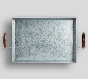 Bandeja de acero inoxidable con acabado de espejo y mango de cuero - Product Image 3