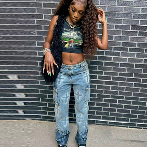Jeans en denim pour femmes, vêtements féminins transfrontaliers, nouvelle collection 2026, pantalon multi-poches style streetwear - Product Image 3