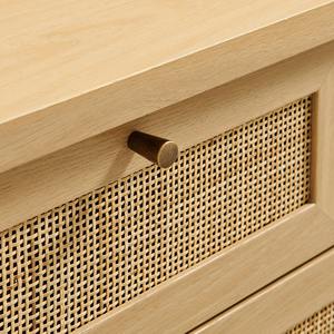 Mesa Consola Estilo Francés en Teca Natural Combinada con Ratán Natural para Muebles de Sala de Estar - Product Image 3