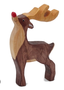 Figura de Ciervo Tallada en Madera, Juguete de Reno de Madera, Adorno Decorativo de Animal para Preescolar y Decoración Navideña - Product Image 2