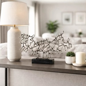 Metal Figurative Sculpture 22x13 Inch Handmade Artistic Tabletop Decor Contemporary Living Room <b>Decoration</b> - Product Image 3
