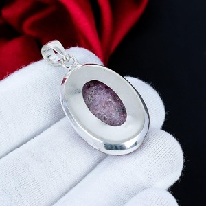 Colgante Ovalado de Rodonita, Plata de Ley 925, Colgante de Piedra Preciosa Hecho a Mano, Joyería Bohemia de Plata, Regalo de Rodonita para Mujer, Venta al por Mayor - Product Image 4