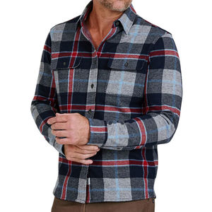 Chemise en flanelle pour homme, OEM ODM, de haute qualité, vente en gros, confortable, à carreaux, en laine/coton, manches longues, respirante, 240g, décontractée - Product Image 2