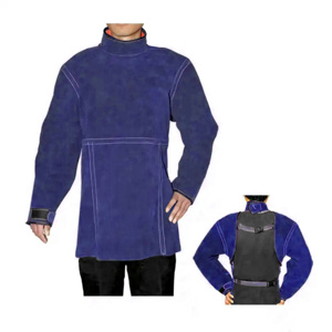 Comfortable Soft Leather Sleeved Apron Industrial Safety Fire Heat Spark Resistant Body Protection Welding <b>Accessory</b> Cleaning - Product Image 6
