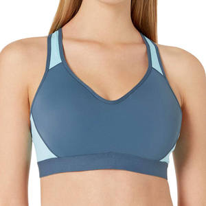 Soutien-gorge de sport pour femme à maintien élevé, sans armatures, à bretelles croisées, avec coussinets amovibles et décoration en maille, fermeture avant à quatre voies - Product Image 1