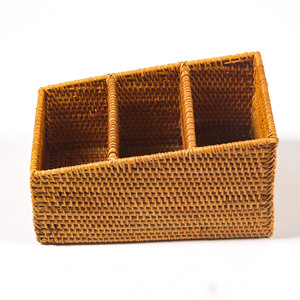 Handmade rattan cutlery holder utensil holders flatware storage basket great quality silverware <b>caddy</b> - Product Image 3