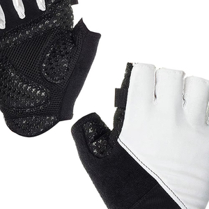 Half Finger Lightweight Non-Slip Cycling Gloves Black White Mesh Palm Protection Adult Neoprene Breathable Letter Pattern - Product Image 4