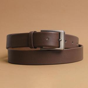 Ceinture pour homme en cuir de vachette de haute qualité, boucle carrée en cuivre, double couture, tressée, 35 mm, texture fine, usage quotidien décontracté - Product Image 3