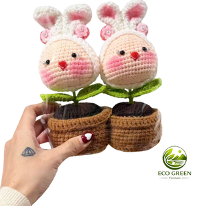 Maceta de Ganchillo con Forma de Animal, Muñeco de Peluche Hecho a Mano, Adorable Muñeco de Hilo, Decoración Estética para Dormitorio, Juguete de Apoyo Emocional - Product Image 4