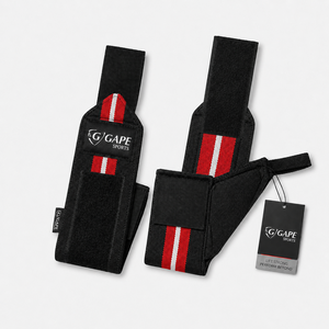 สายรัดข้อมือ GAPE SPORTS สีดำ แดง ขาว ปรับได้ด้วยแถบตีนตุ๊กแก สำหรับยกน้ำหนัก ฝึกความแข็งแรง ราคาถูก - Product Image 6