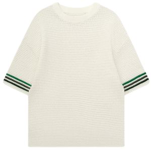 T-shirt en maille crochetée pour homme, manches courtes, respirant, en coton, style décontracté, streetwear d'été, vente en gros, OEM, usine personnalisée - Product Image 1