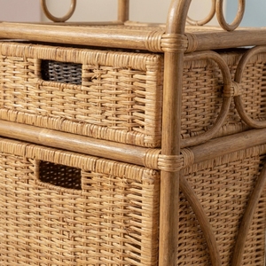 Mueble de Almacenamiento de Ratán Natural Hecho a Mano, Mesa Auxiliar de Mimbre Tejido, Cómoda de Lavandería, Muebles Boho para el Hogar - Product Image 6