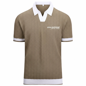 Camiseta deportiva de polo con textura premium para pickleball, detalles de lujo, tejido jacquard, manga corta, cuello en contraste, jersey deportivo personalizado - Product Image 1