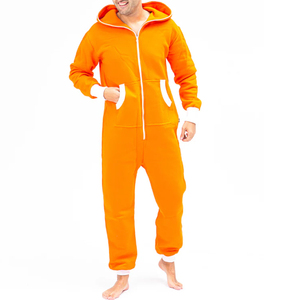 New Fashion Adult Mens Fleece Thermal Plus Size Quick Dry Breathable Plain Casual Hooded <b>Jumpsuit</b> Loungewear <b>Pockets</b> Loose - Product Image 3