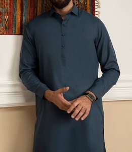 Salwar Kameez de Algodón Personalizado, Azul Marino, Estilo Étnico Tradicional, 2 Piezas, Transpirable, Corte Regular, Traje Formal - Product Image 4