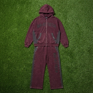 Conjunto de Chándal de Dos Piezas de Algodón 100% Liso: Sudadera con Capucha Oversize con Cremallera y Pantalones de Chándal de Pierna Ancha, con Acabado Lavado Personalizado - Product Image 6