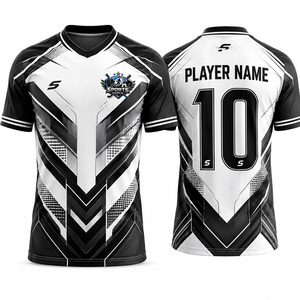 Camiseta de Fútbol Personalizada con Estampado Geométrico, Cuello en V, Mangas Cortas, Transpirable y de Secado Rápido para Hombre - Product Image 1