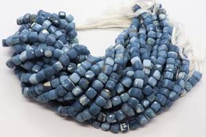 AAA Natural Blue Opal Faceted Cube Beads 8-8.5 MM Blue Opal Box <b>Gemstone</b> Beads 8 Inch Blue Opal 3D Cube Shape Stone Beads Bulk - Product Image 5