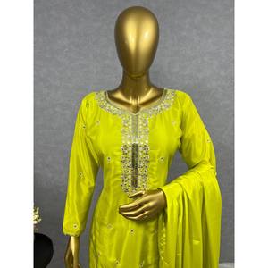 Diseñador Party Wear Top-Bottom y Dupatta Talla XL Hermoso y elegante - Product Image 1