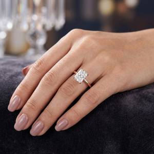 Anillo de Compromiso con Diamante Corte Radiante, Oro Sólido de 18K, Certificado GIA, Color Blanco Natural D, Estilo Clásico para Mujer - Product Image 2