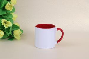 Mug à café en acier inoxydable et céramique bicolore blanc et rouge de 11 oz, sérigraphié avec logo personnalisé, cadeau promotionnel, vaisselle de promotion - Product Image 2