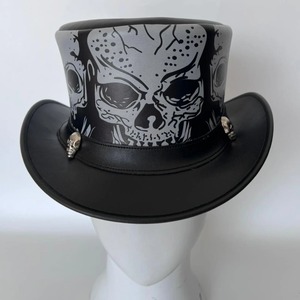 Chapeau haut-de-forme unisexe en cuir, accessoire de mode classique pour hommes et femmes, idéal pour les événements, les fêtes et les tenues costumées - Product Image 1