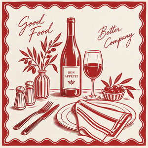 Serviette en coton imprimée de qualité supérieure avec motif vin rouge et table à manger – Serviette en tissu style bistrot français pour la maison, le restaurant, l'hôtel - Product Image 2