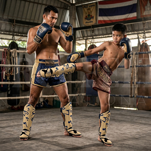 Protège-tibias de Muay Thai en gros OEM/ODM, protections de pied professionnelles pour le kickboxing, la boxe, le MMA et l'entraînement aux arts martiaux - Product Image 2
